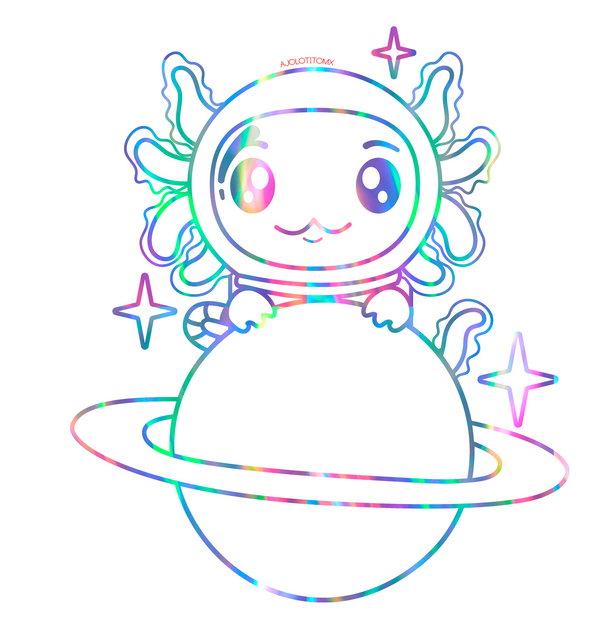 Sticker Holográfico Axolotzin Planeta Ajolote