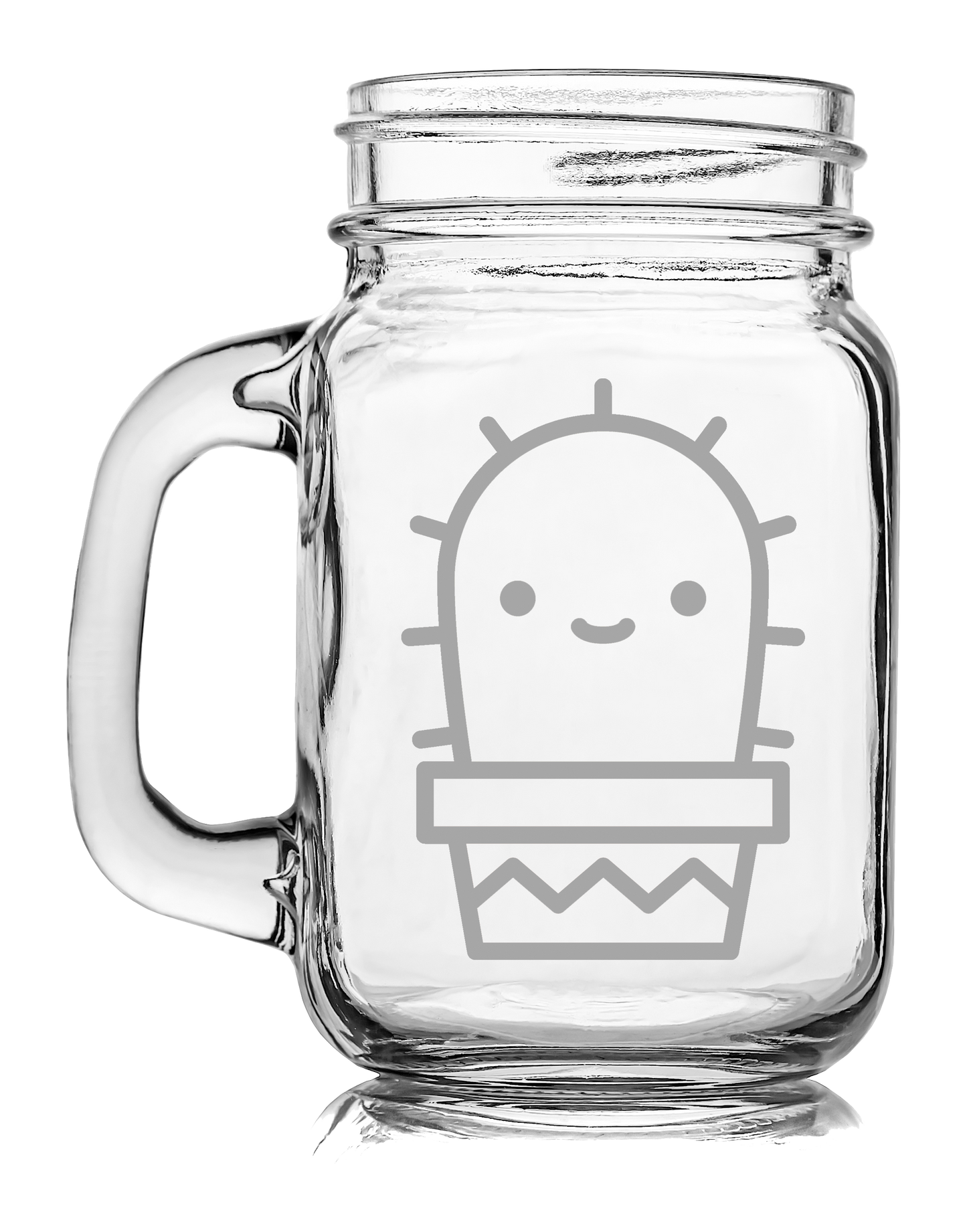 Tarro Vidrio Grabado Cactus México