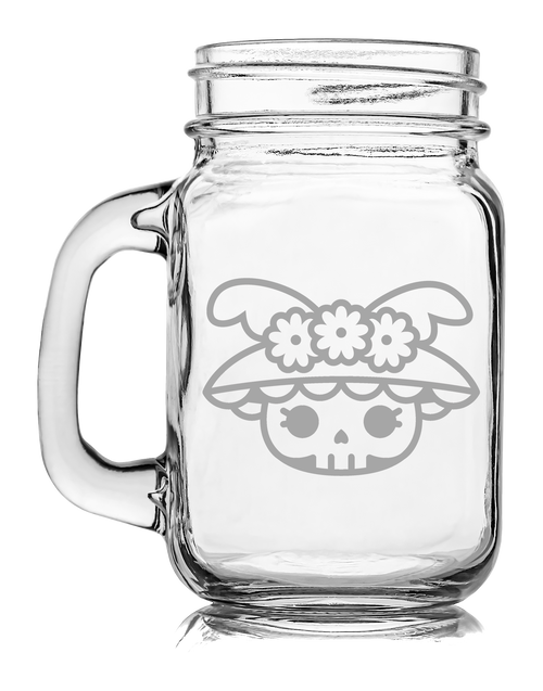 Tarro Vidrio Grabado Catrina México