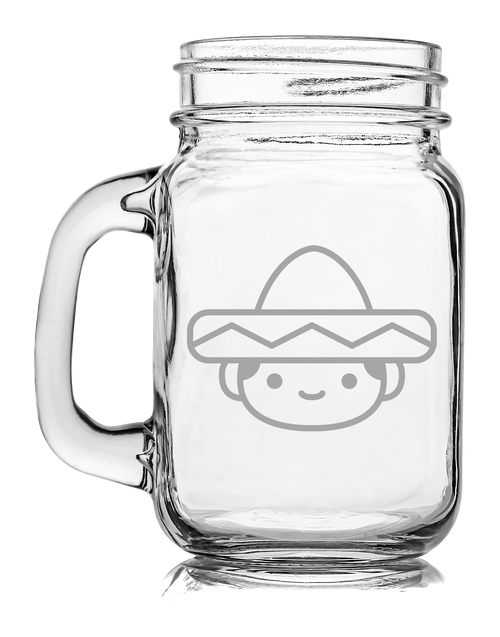 Tarro Vidrio Grabado Charro México