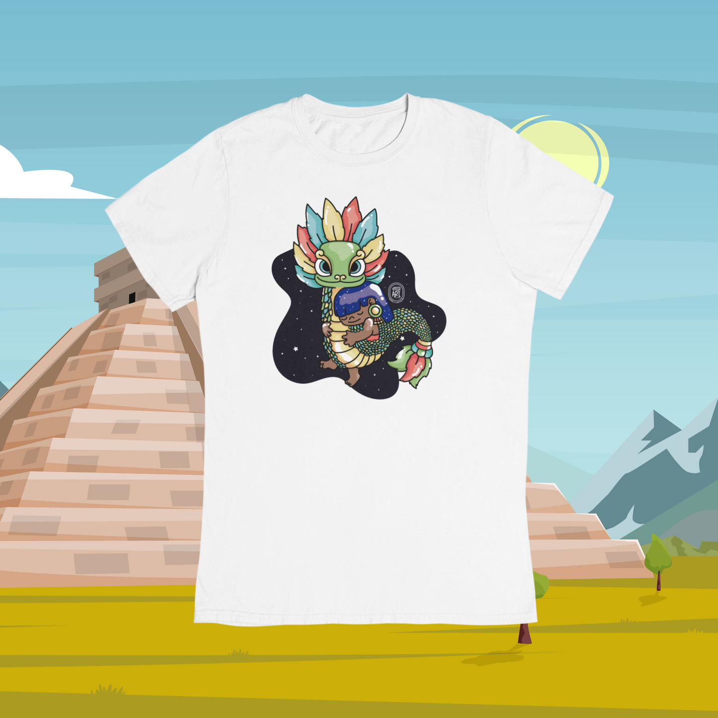 Playera Ajolotito Niña Y Quetzalcoatl Mirari Chan