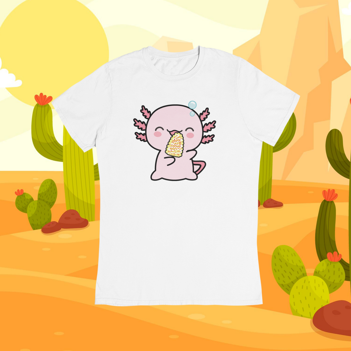 Playera Ajolote Comiendo Elote Con Chile Xo The Monster Adulto E Infantil