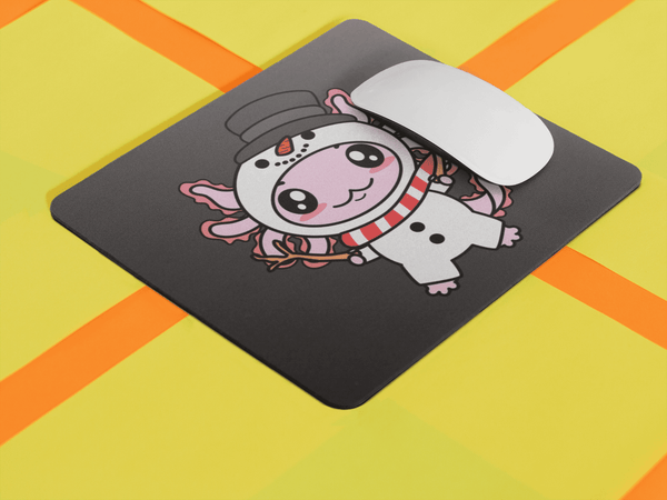 Mousepad Axolotzin Muñeco De Nieve Ajolote